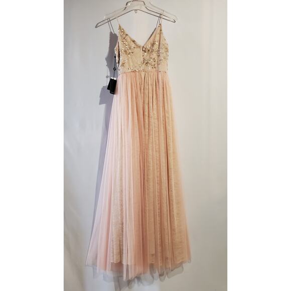 Adrianna Papell NWT Cluny Sequin Lace Tulle Spaghetti Strap Dress Womens Size 0 - Picture 4 of 12